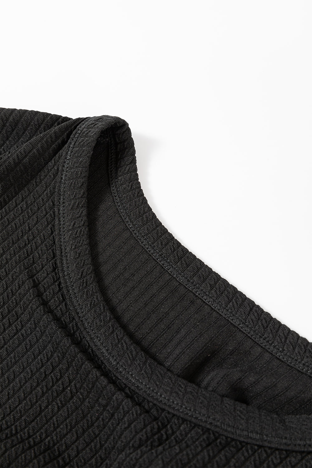 Solid Color Corded Drop Shoulder Long Sleeve Top