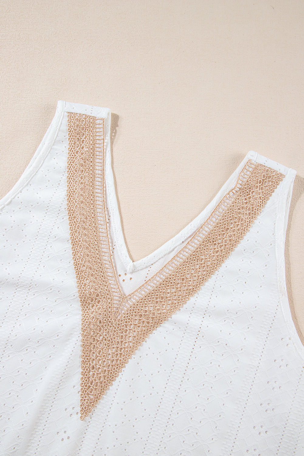 Women's Tank Top Featuring Lace-Trimmed Plus Size V Neck