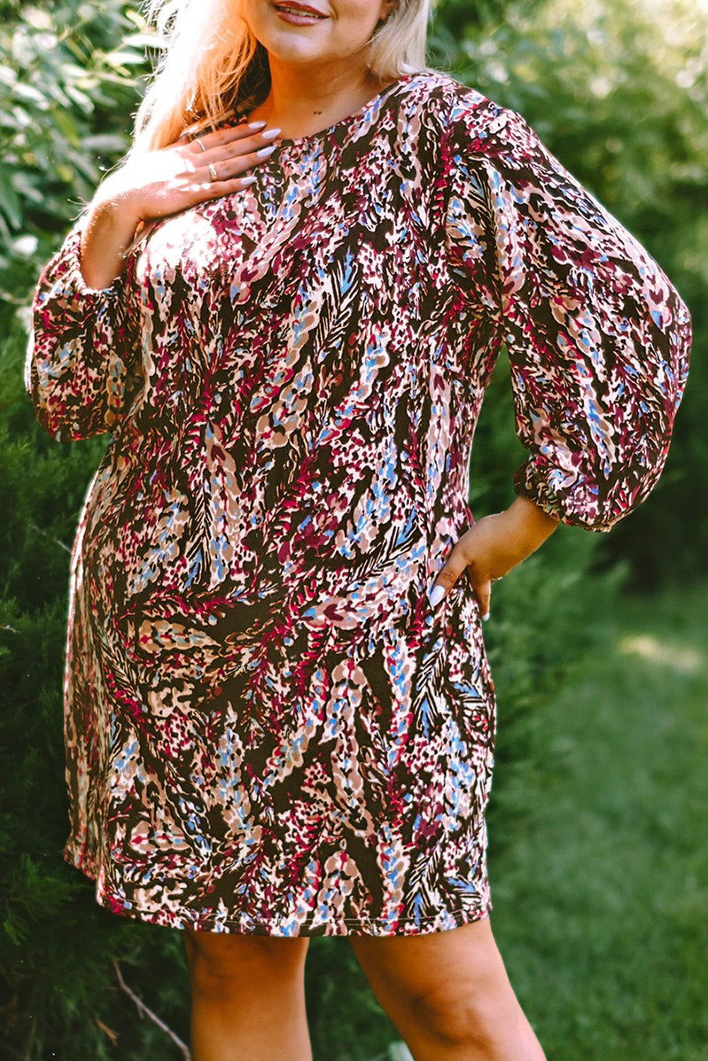 Women's Dresses with Plus Size Floral-Print Print Mini