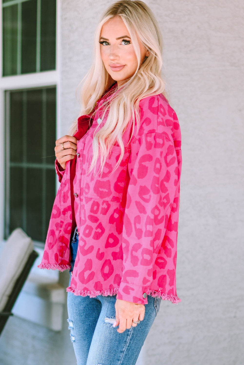 Women's Button Cuffs Raw-Edge Jacket