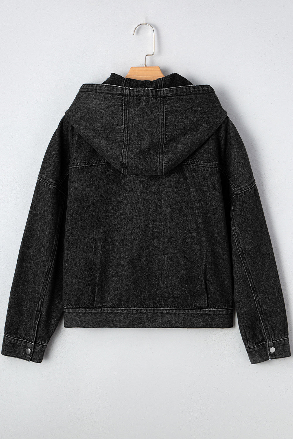 Big Chest Pocket Drop-Shoulder Hooded Denim Jacket