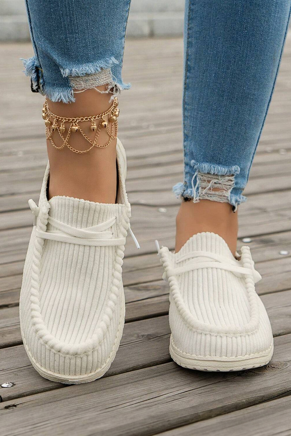 Solid Rib-Knit Criss Cross Slip On Everyday Shoes