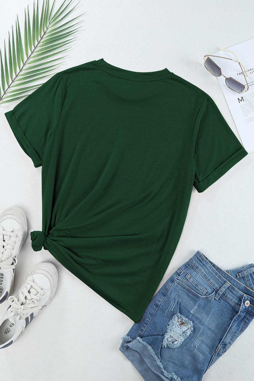 Tee for Women Everyday Plain Crew Neck Everyday Style