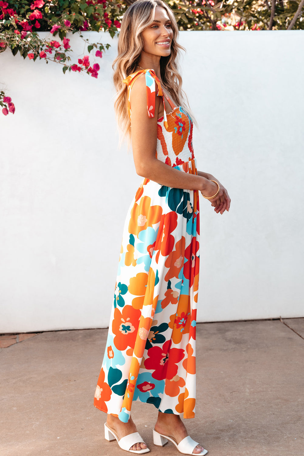 Women's Maxi Floral-Print Self Tie-Front Straps Dresses