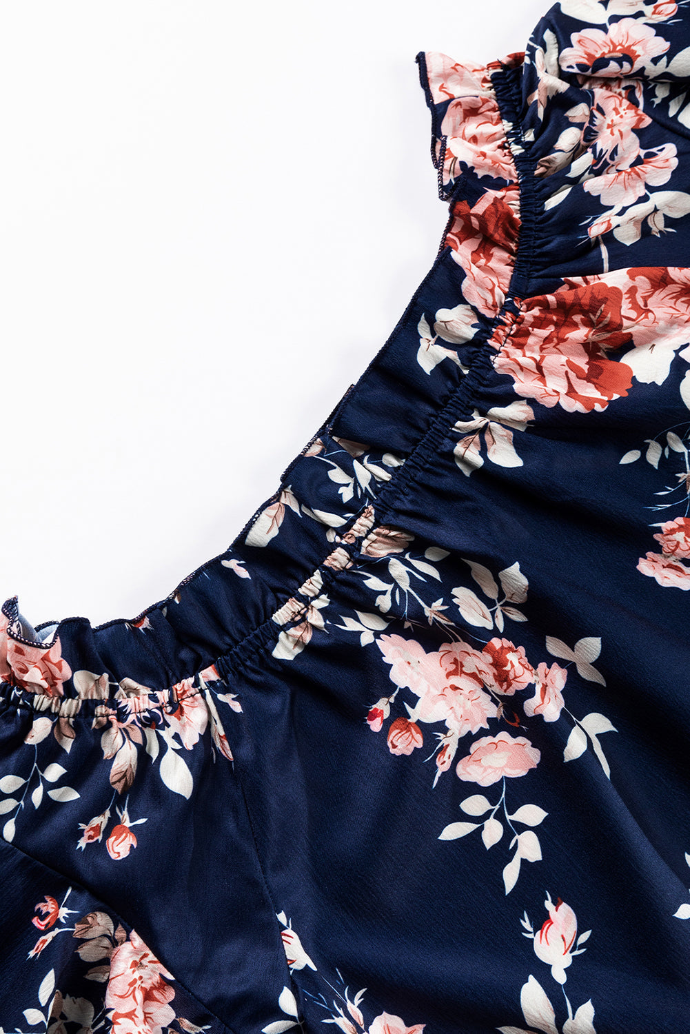 Women's Blouse Featuring Floral-Print Ruffle-Trimmed Flounce Sleeve
