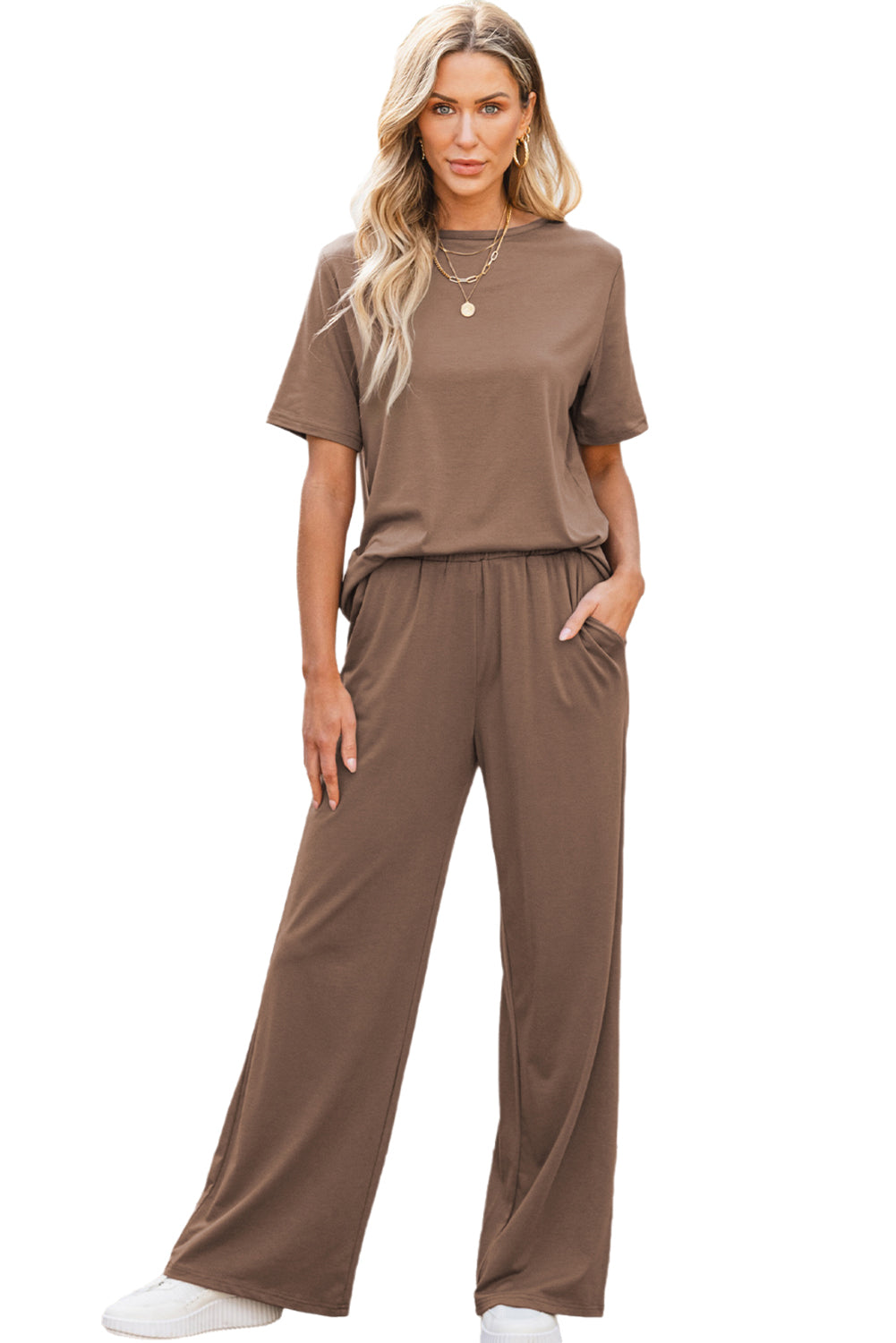 Women's T-Shirt 2-Piece Wide-Leg Pants Set