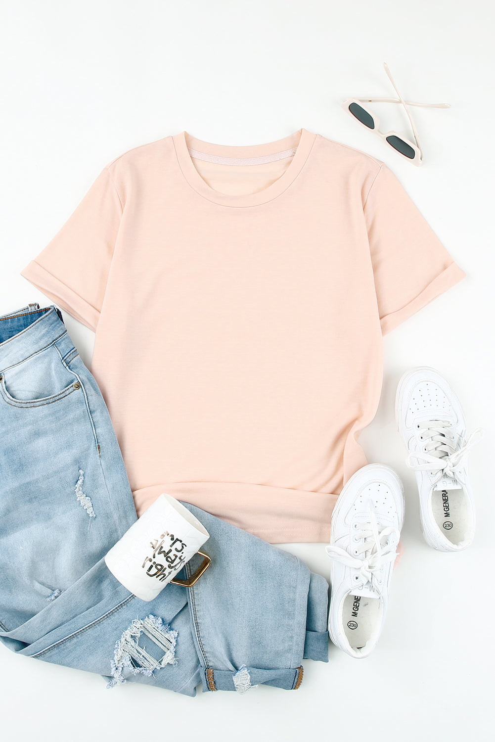 Tee for Women Solid Color Crew Neck