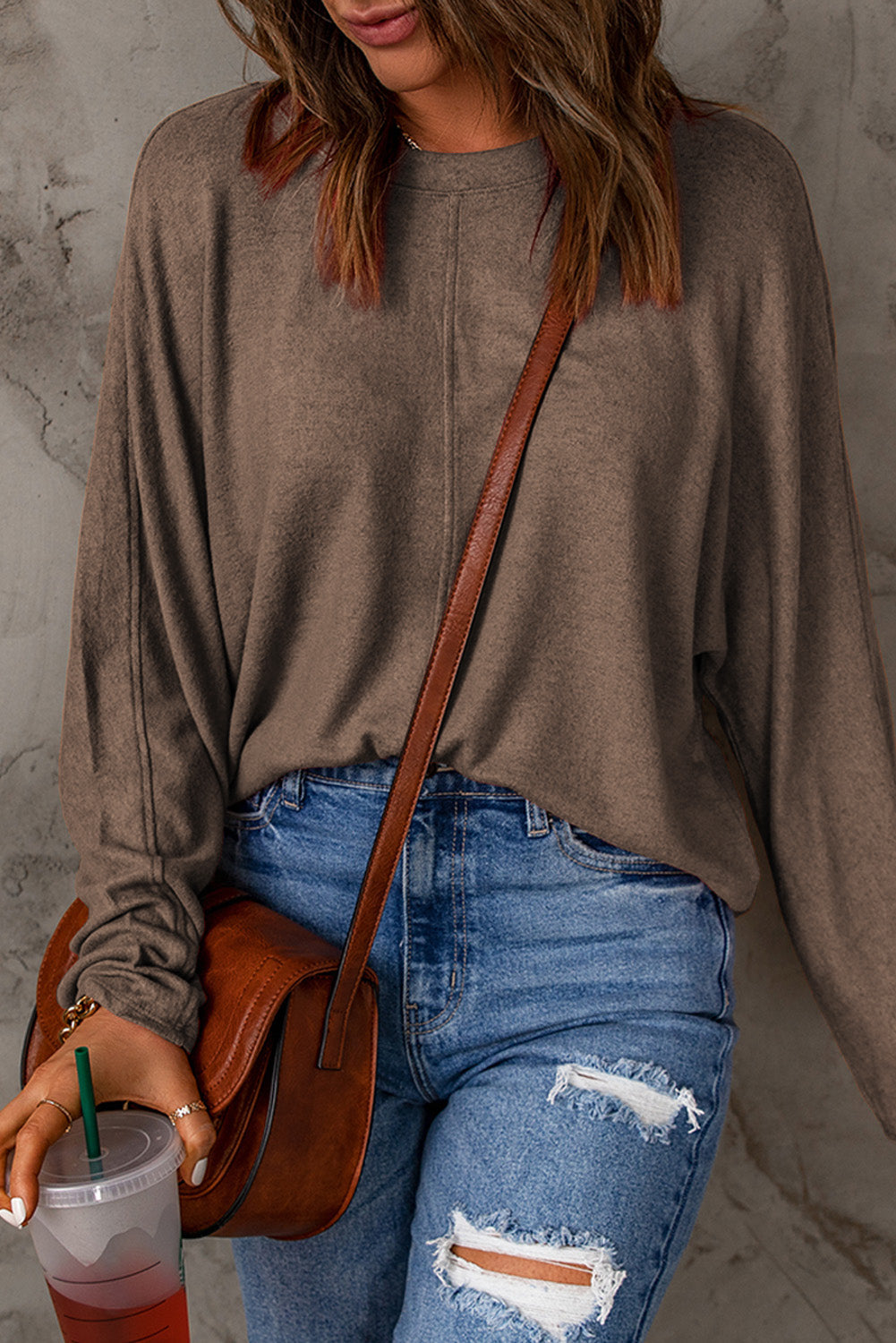Women's Top with Fiery Solid Long-Sleeve