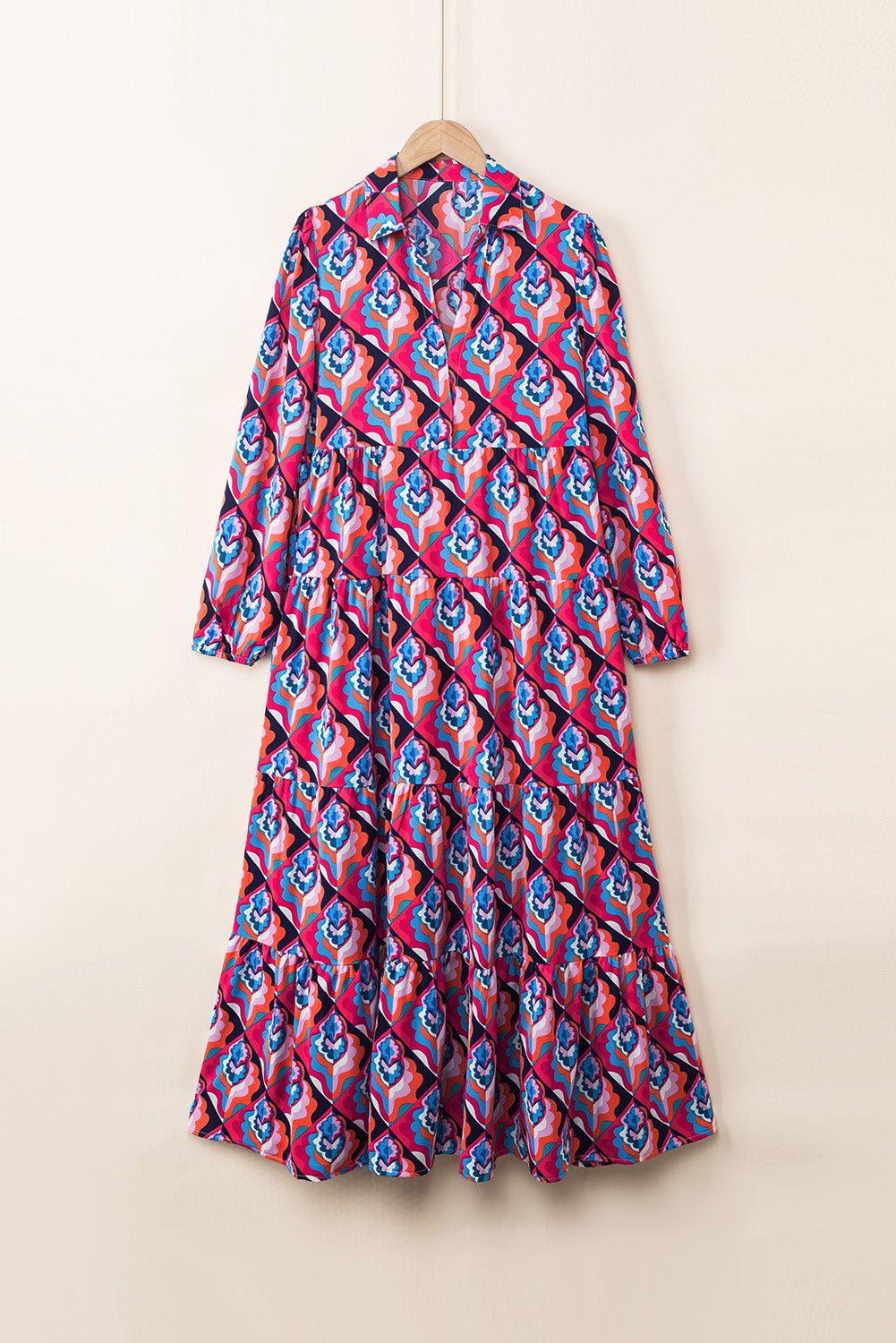 Women's High-Rise Geometric Long-Sleeve Dress