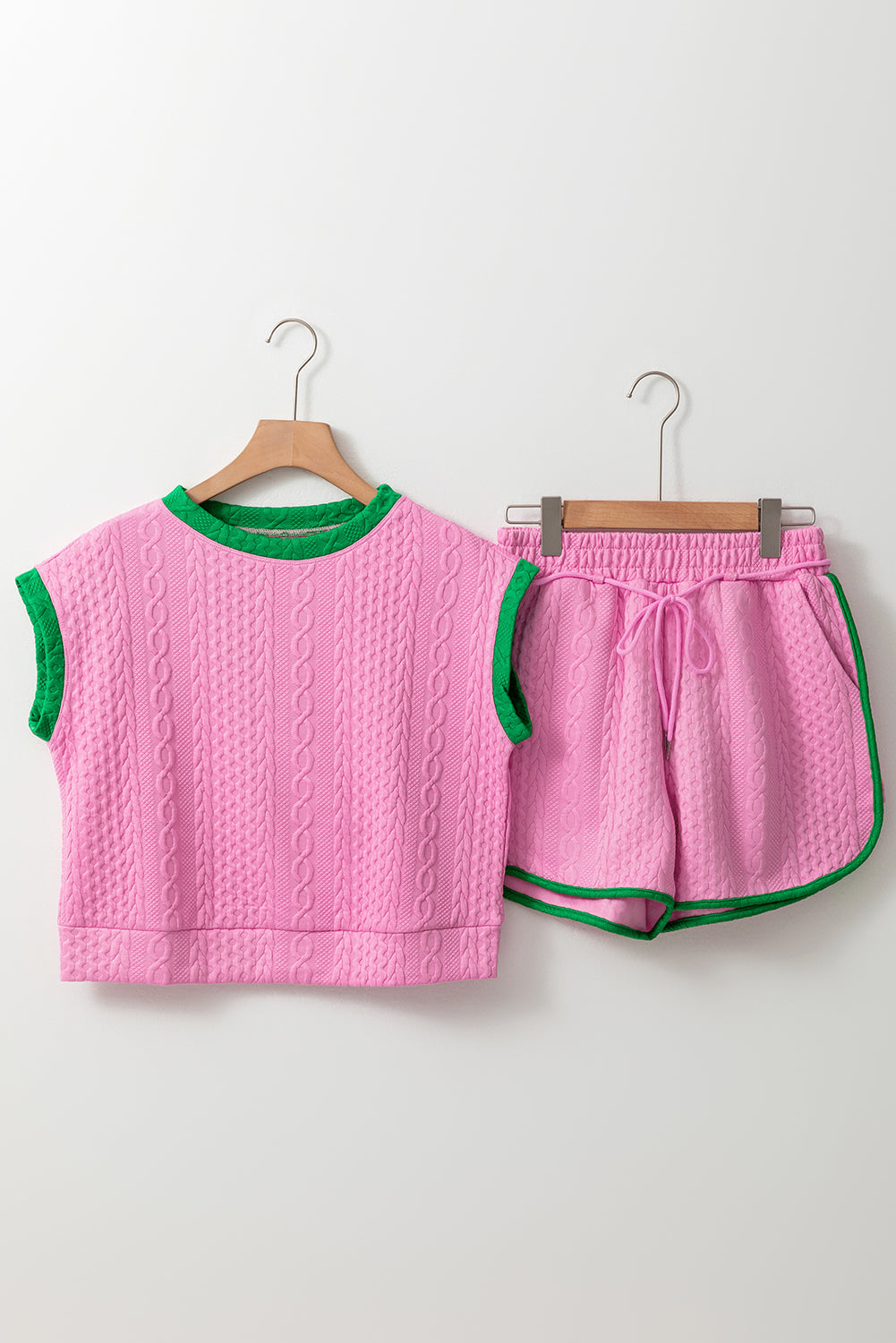 Shorts Set for Women Trim Cable Textured