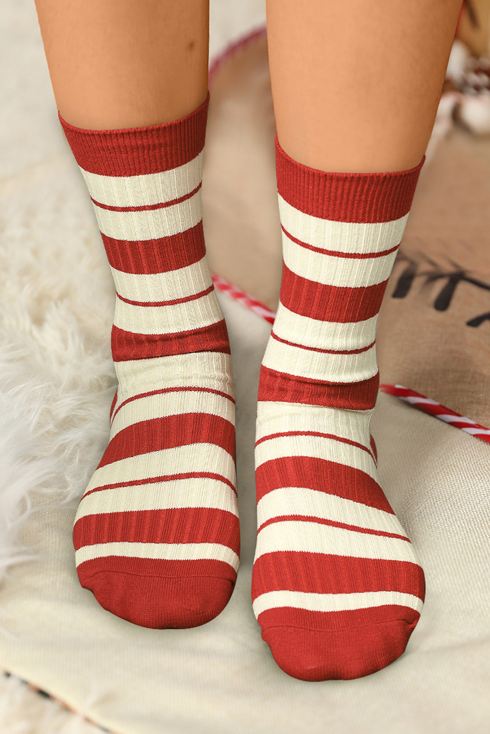 Christmas Colorblock Rib-Knit Crew Socks
