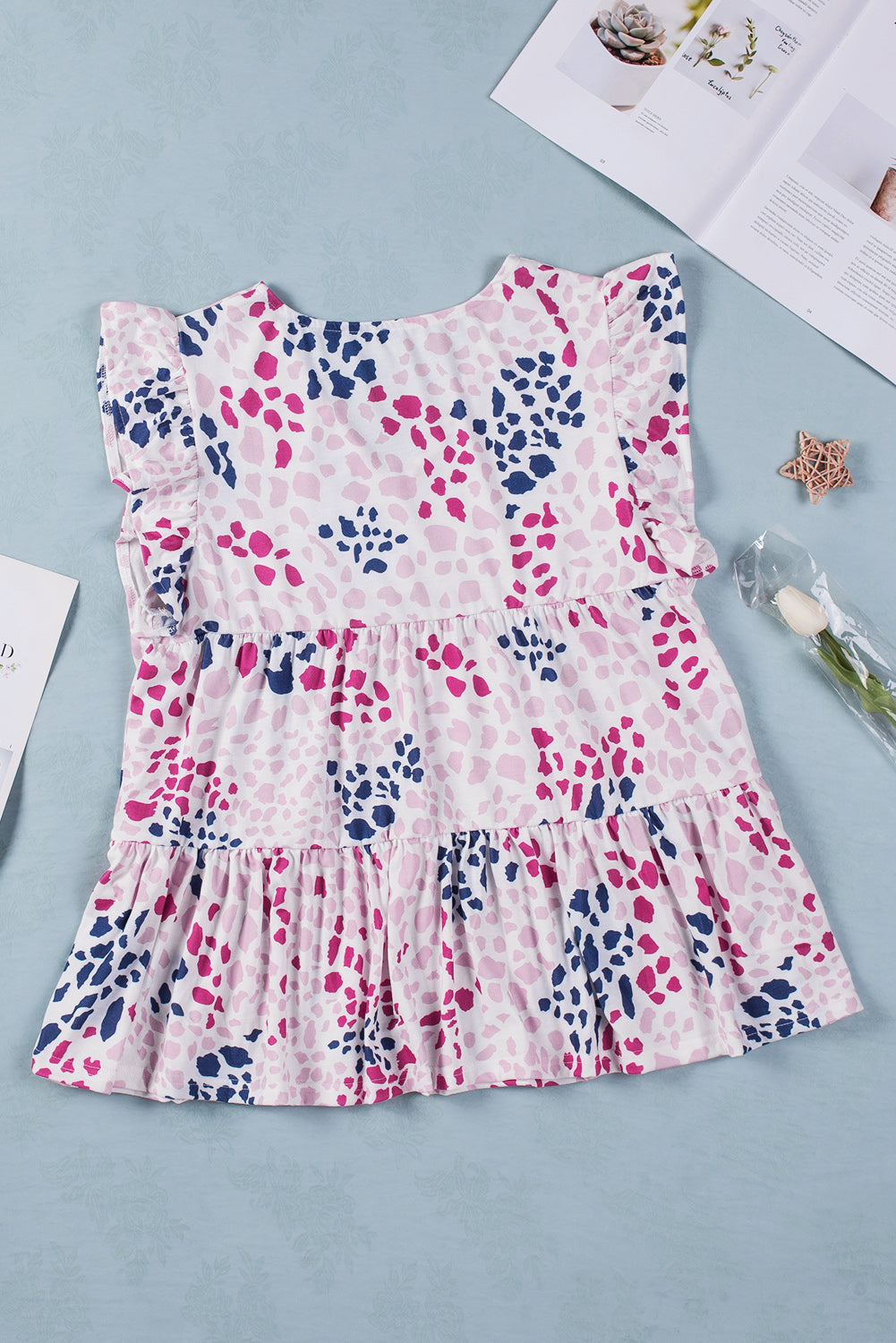 Tank Top for Women V Neck Spotted Ruffle-Trimmed