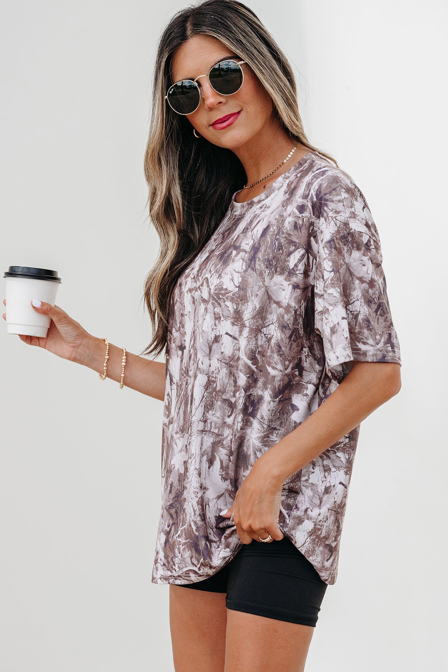 Camouflage Everyday Khaki Woodland Print Drop-Shoulder Tunic Tee