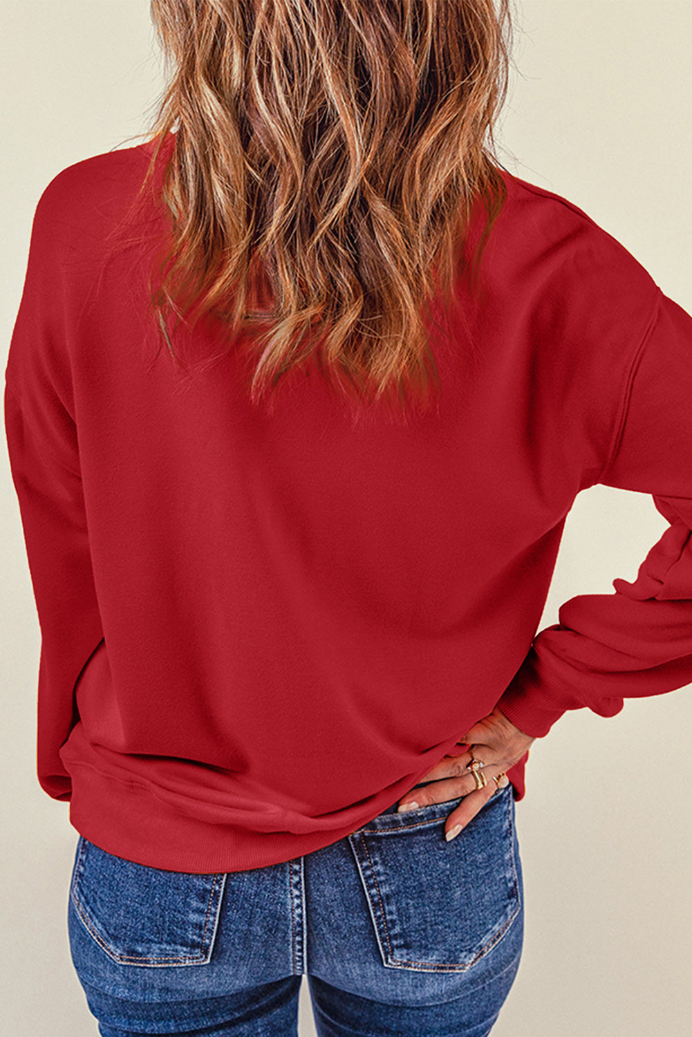 Women's Graphic Sweatshirt Featuring Santa Claus Fiery Red