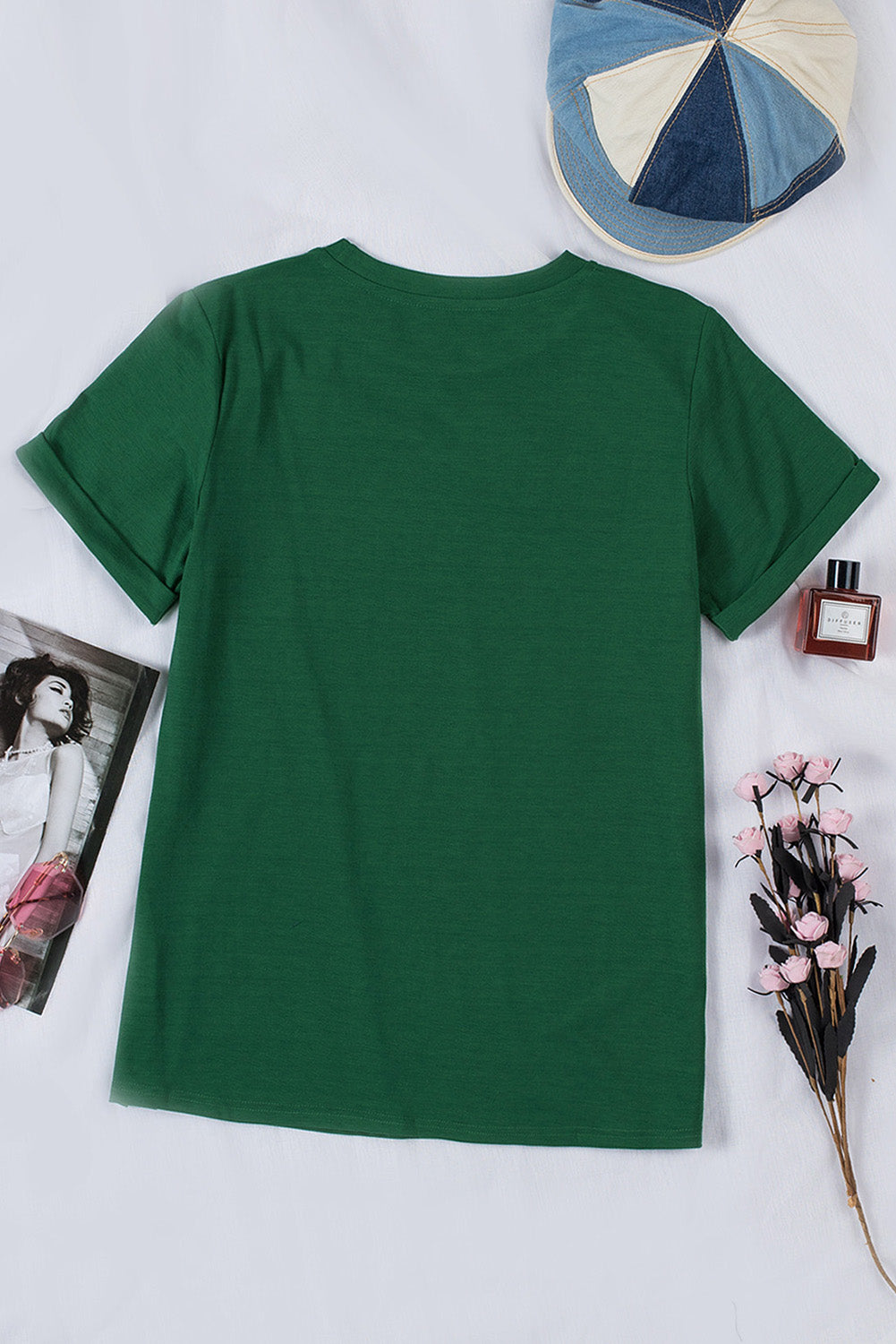 Tee for Women Solid Color Crew Neck Everyday Style