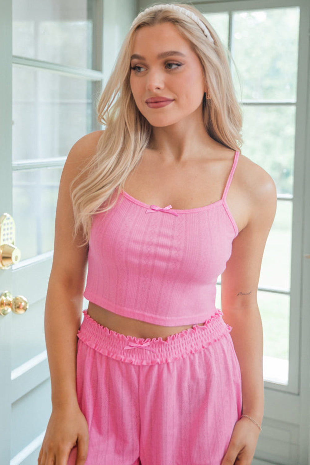 Cropped Delicate Texture Cami Shorts and Cardigan 3pcs Lounge Set