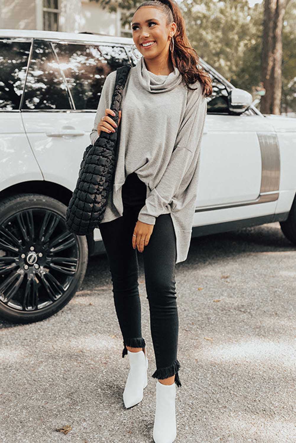 Women's Top Featuring Shift Tunic Cowl Neck
