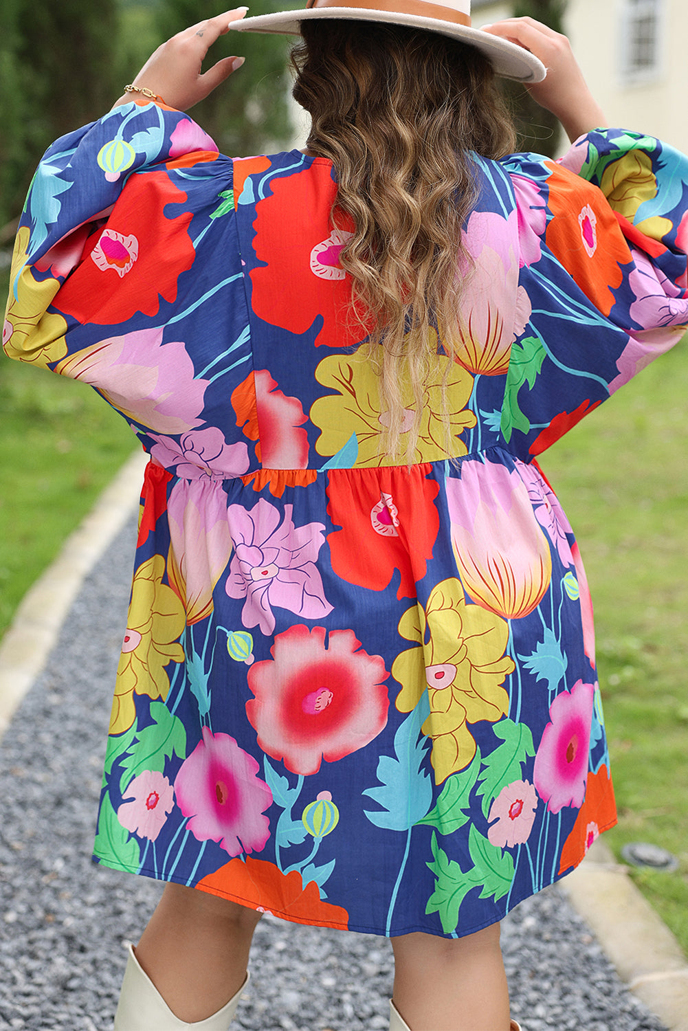 Women's Babydoll Plus Size Floral-Print Dress