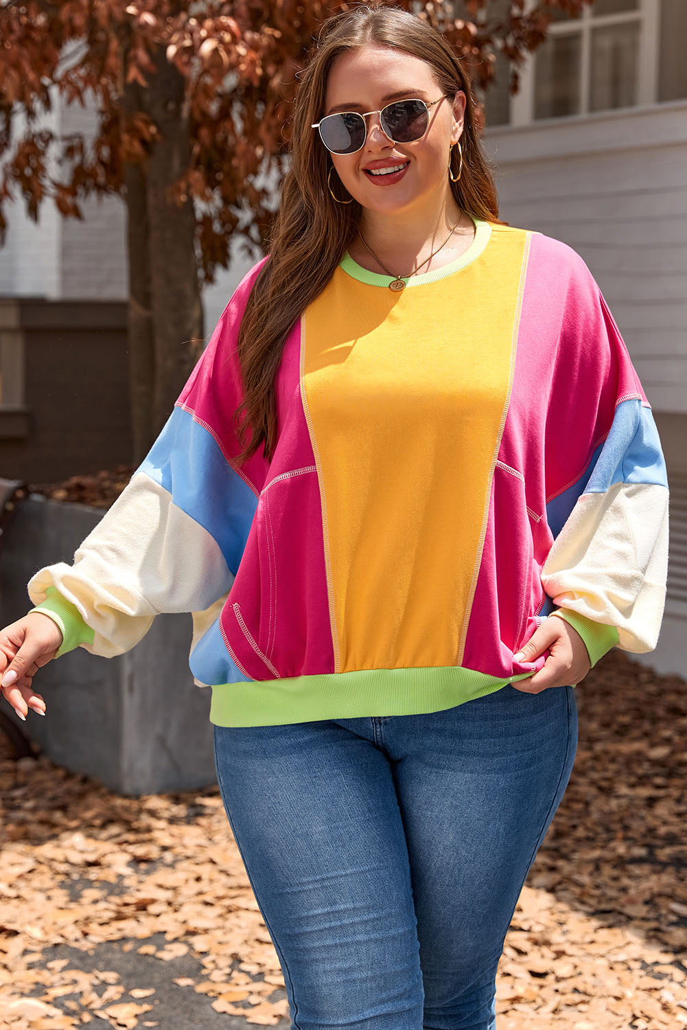Women's Plus Size Exposed Seam Sweatshirt