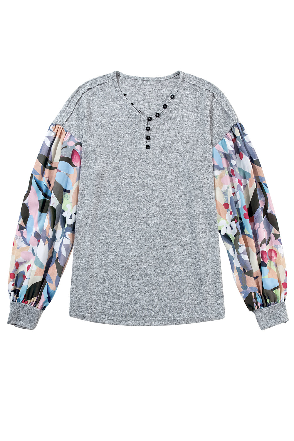 Women's V Neck Patchwork Button-Front Top