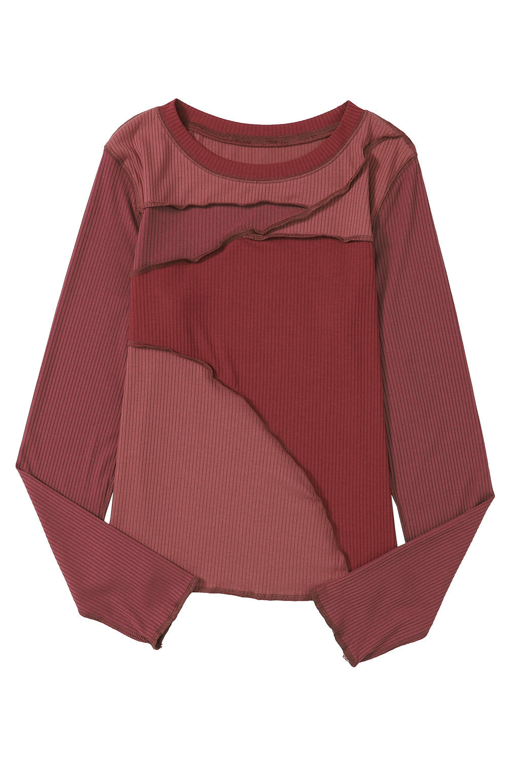 Women's Rib-Knitted Expose Seam Knit Top