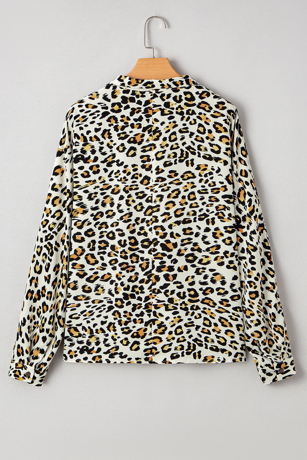 Leopard-Print Contrast Striped V-Neck Blouse