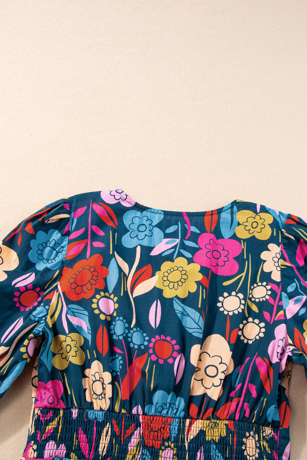 Women's Maxi Dress Featuring Retro Floral-Print Split Neck