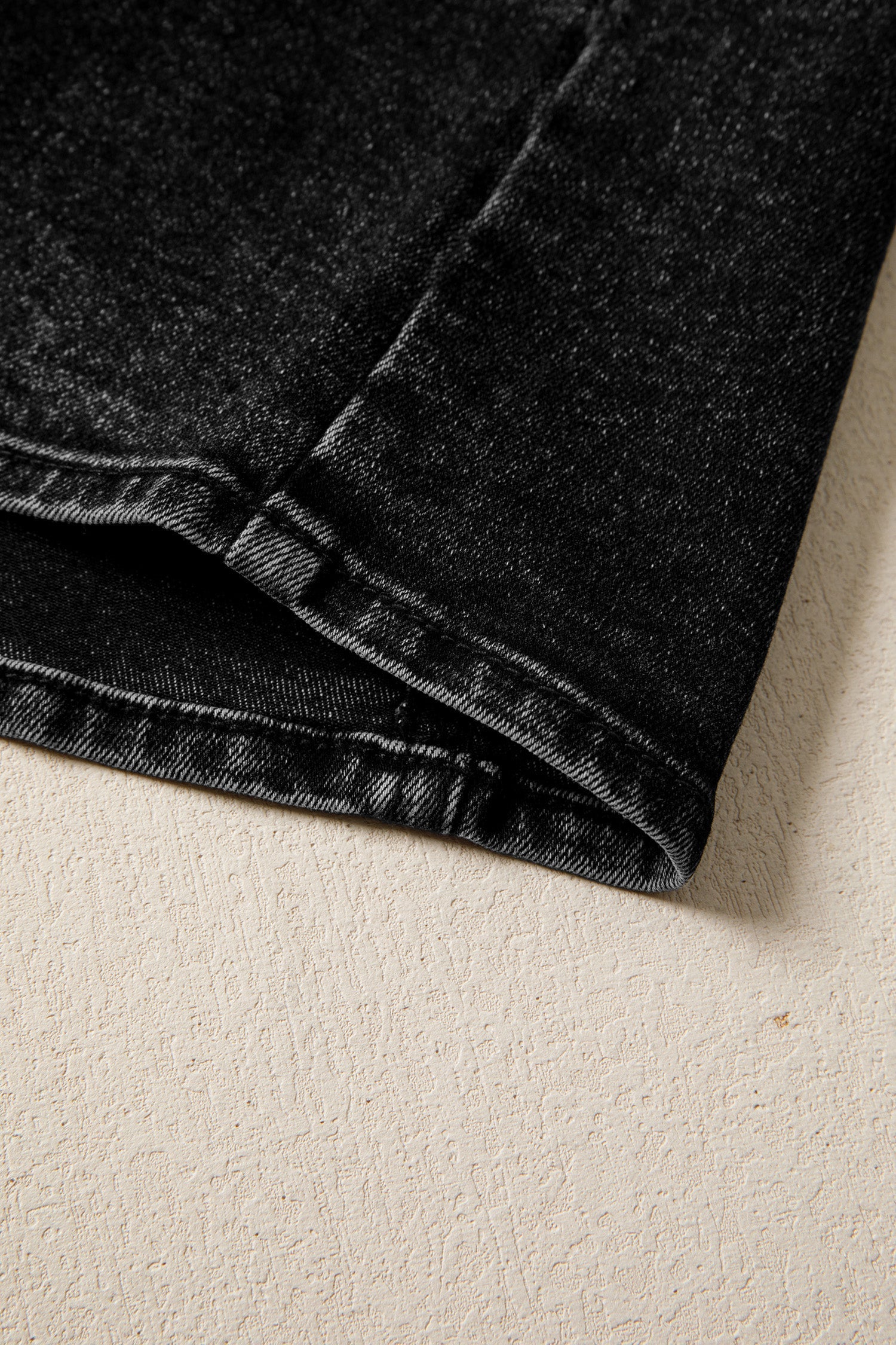 Button-Front Vest Slit Denim in Black