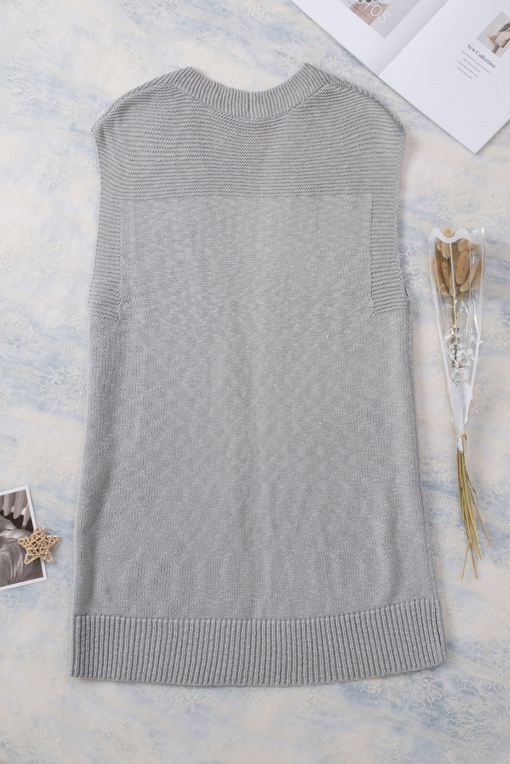 Women's Sweater Featuring Vest Cardigan Essential Gray