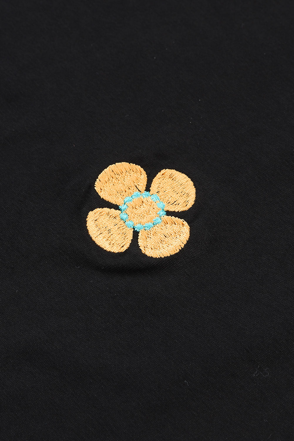 Women's Embroidered Flower Balloon Sleeve Tee