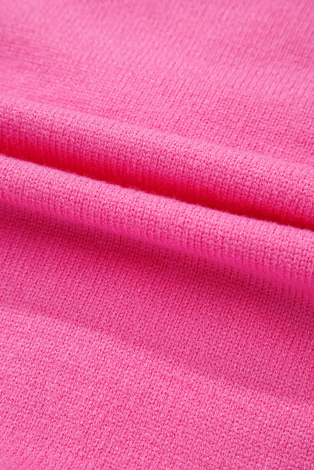 Cute Pink Corded Flower Bow Ribbed Trim Sweater