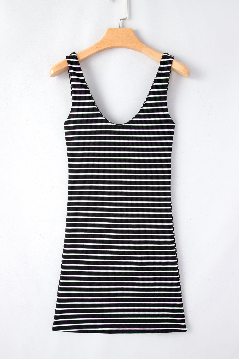 Women's Mini Dress Featuring Rib-Knitted Knitted Sleeveless