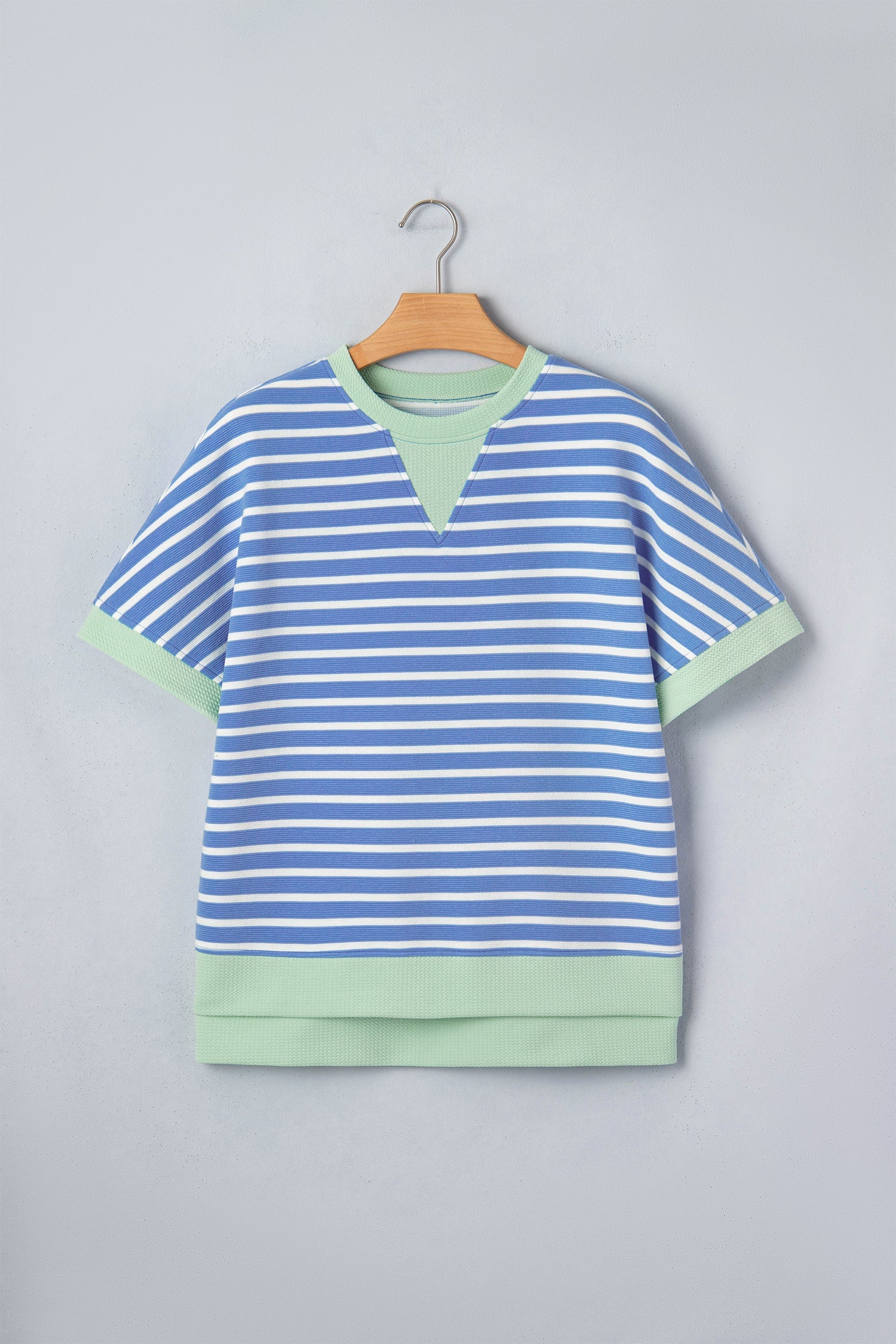 Everyday Sky Blue Stripe Loose Short-Sleeved Top