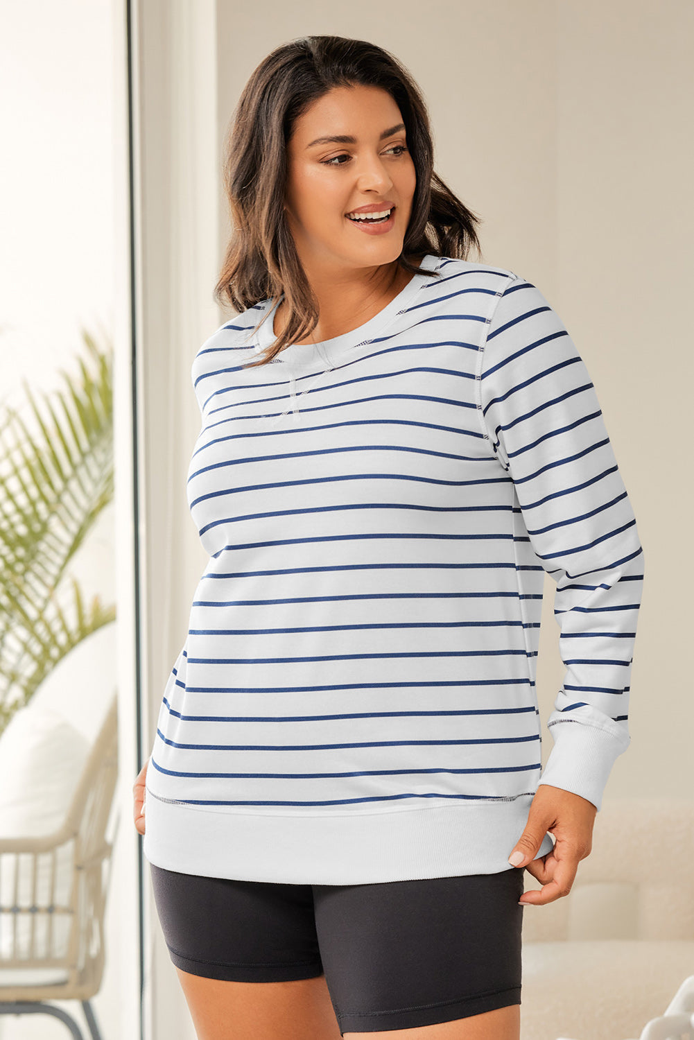 Women's Printed Plus SIze Long-Sleeve Top