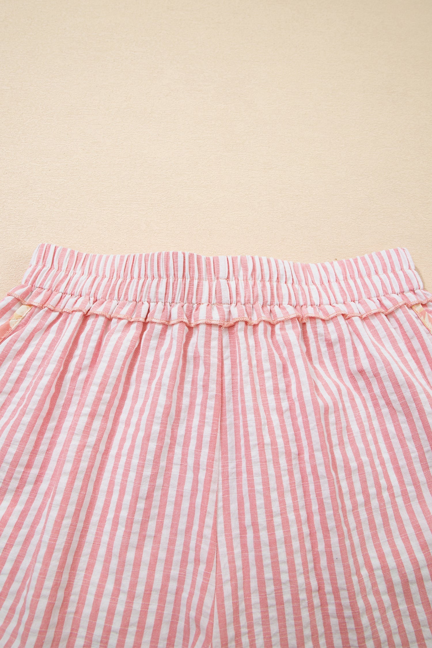 Trim Ribbon Floral Ribbon Knot Striped Everyday Shorts in Light Pink