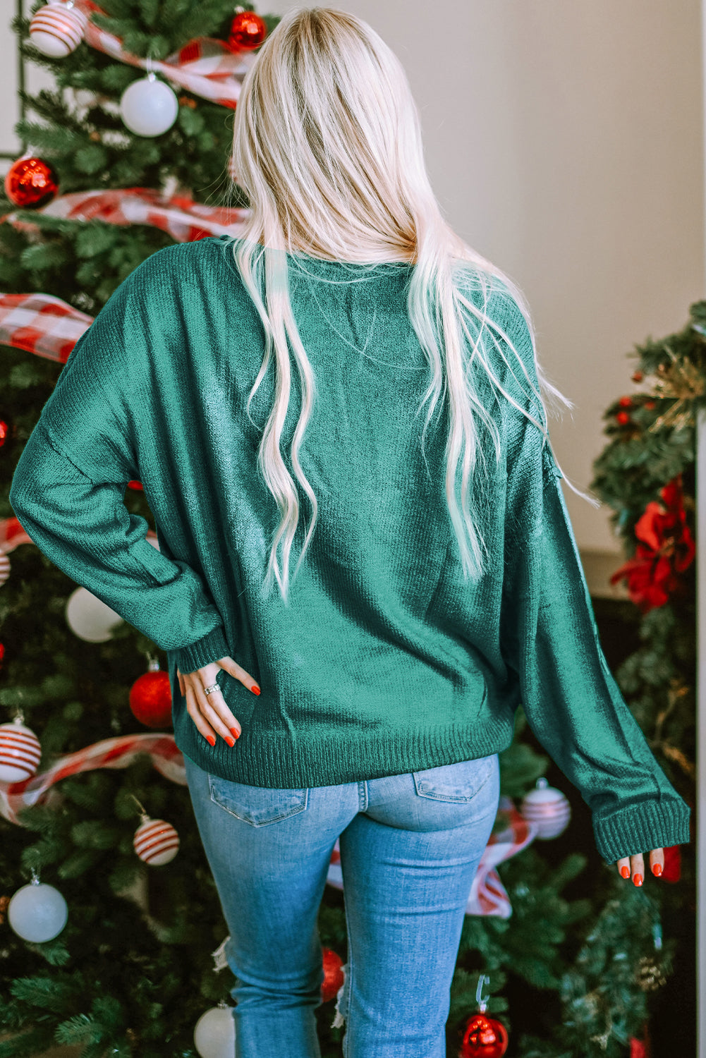 Sequined Candy Canes Gingerbread Man Sweater