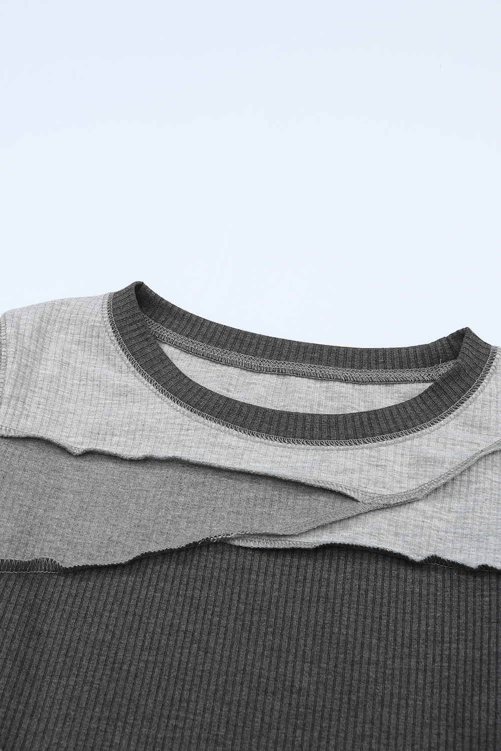 Women's Knit Top with Rib-Knitted Expose Seam