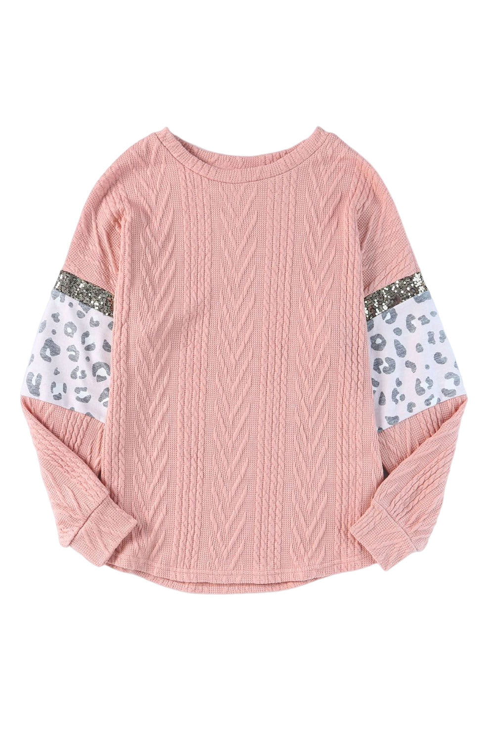 Women's Knit Top Featuring Splicing Sleeves Textured