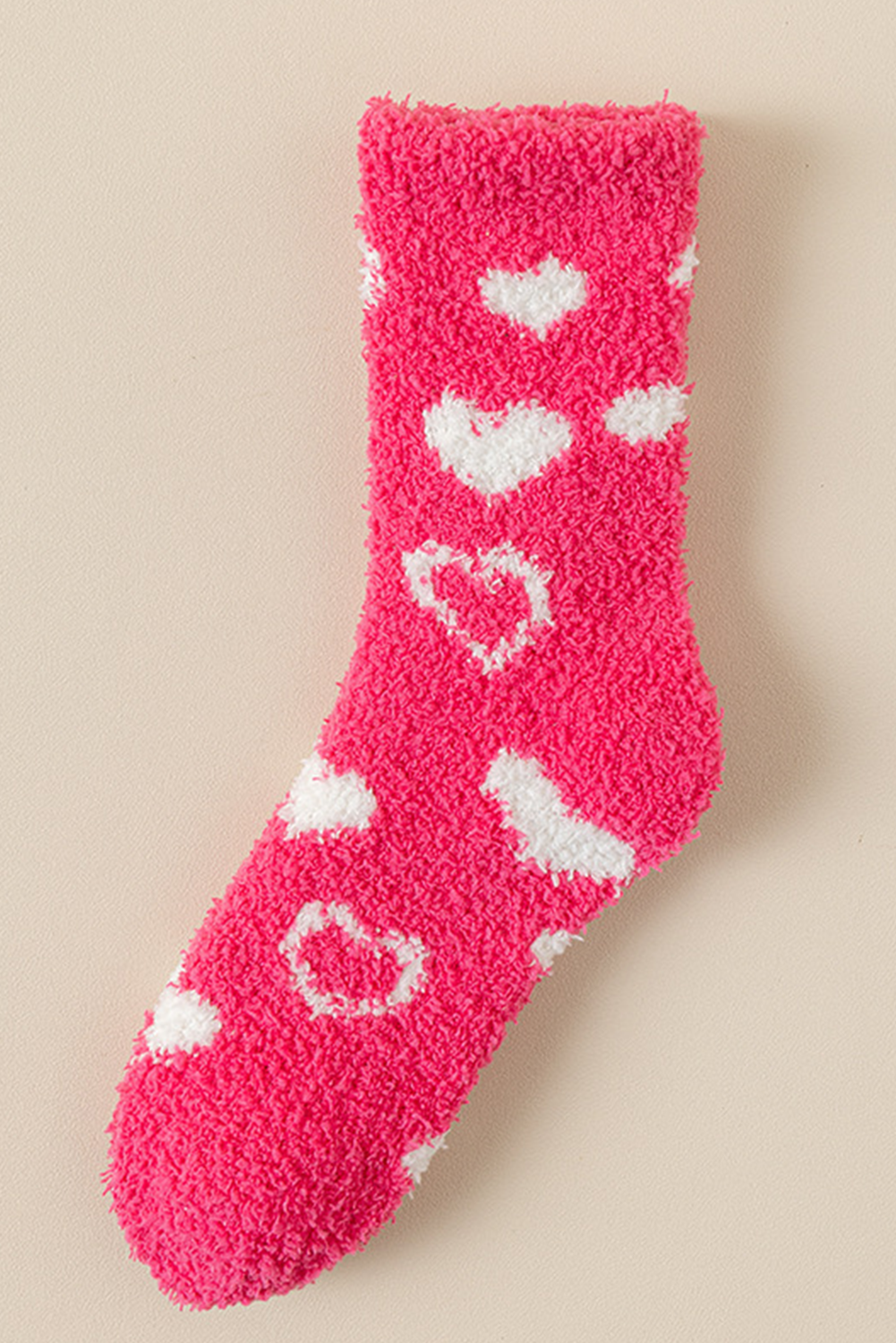 Heart Shape Print Coral Fleece Thick Crew Socks