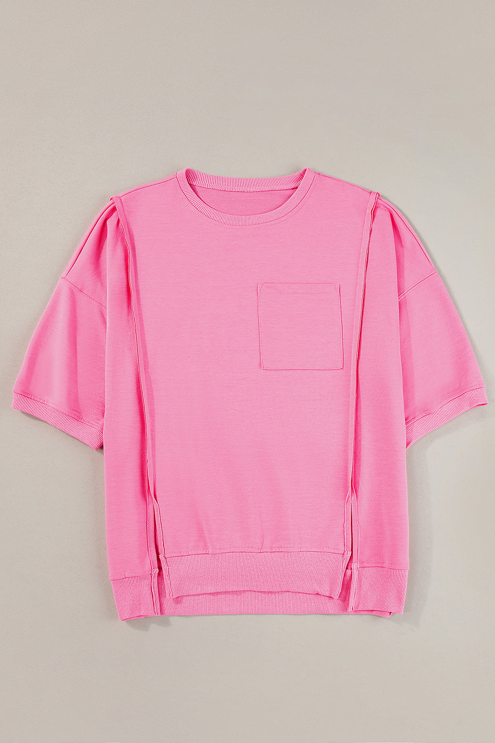T Shirt for Women Split Loose Exposed Seam