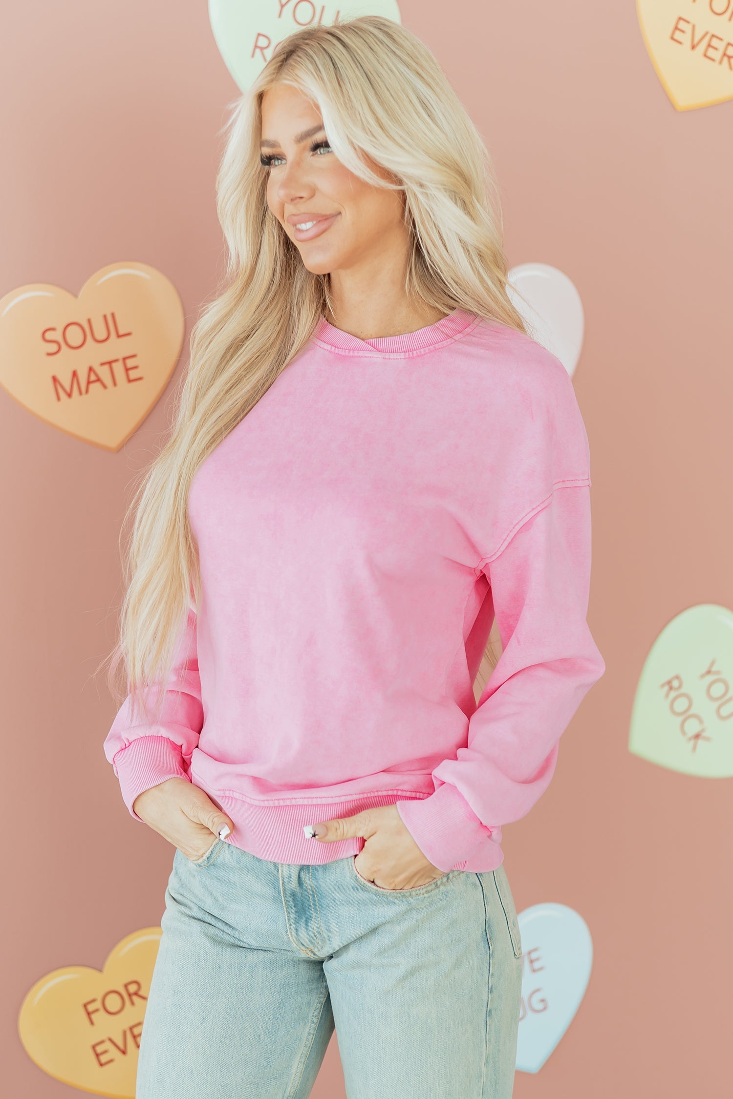 Mineral Crew-Neck Wash Crossed Loose Sweatshirt