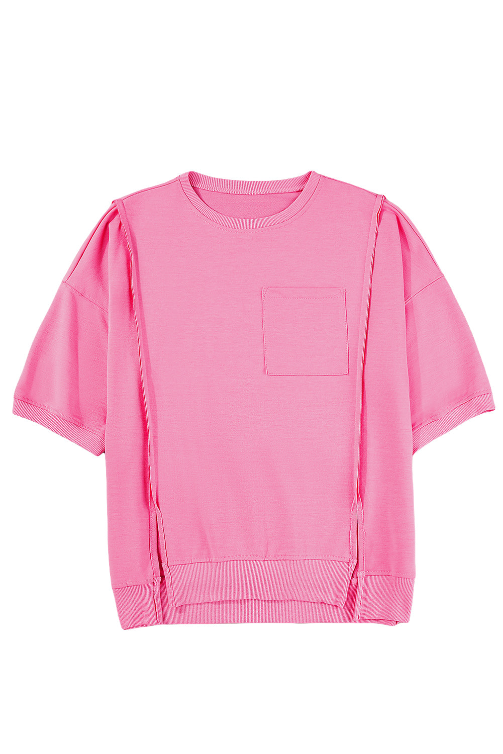 T Shirt for Women Split Loose Exposed Seam