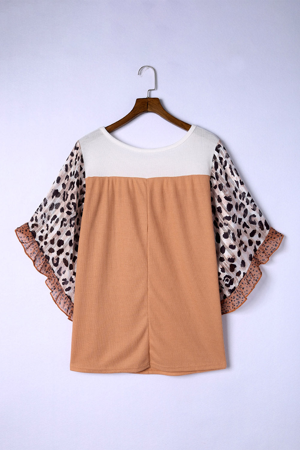 Top for Women Ruffle-Trimmed Plus Size Waffle Knitted
