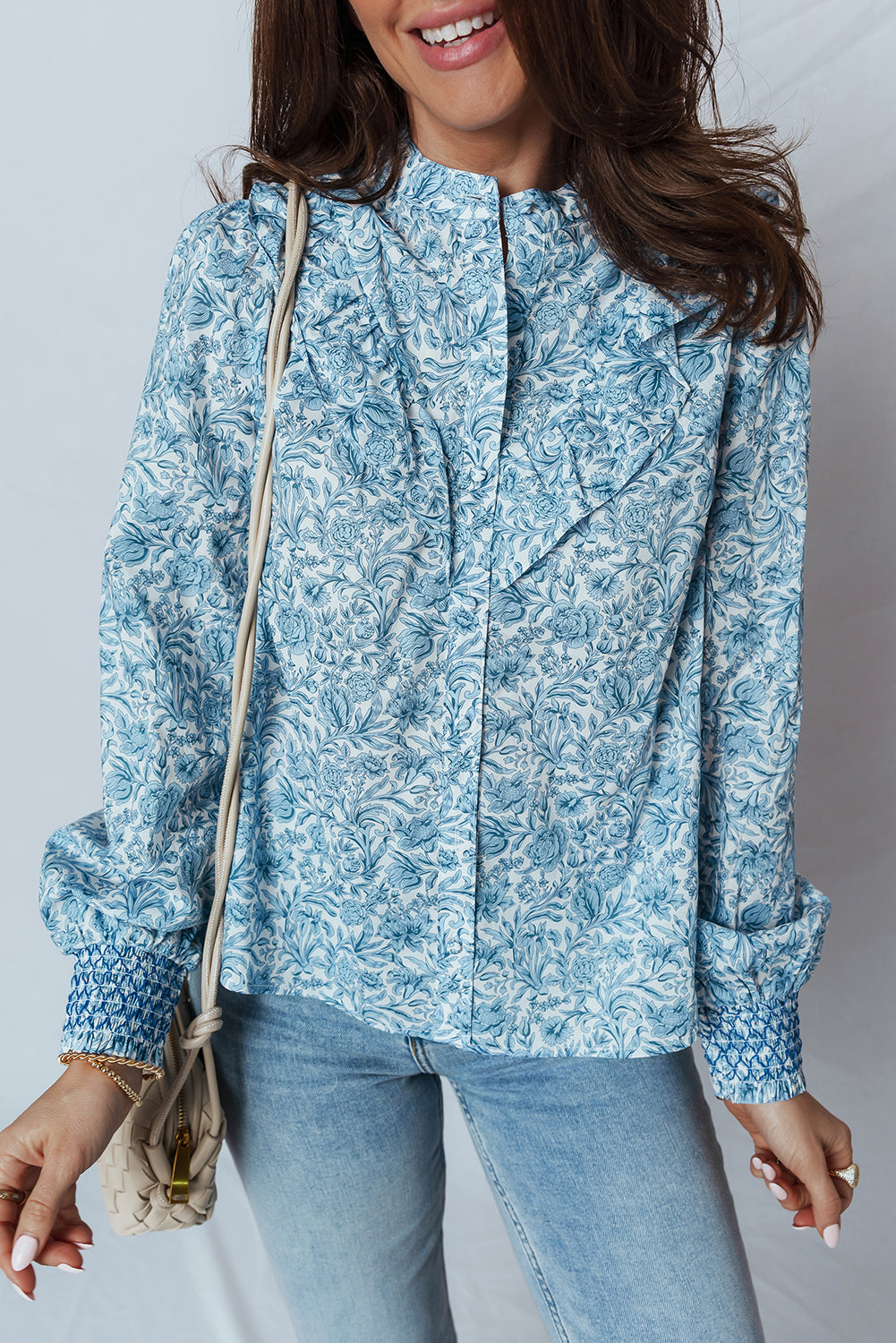 Floral All Over Puff Sleeve Shirt