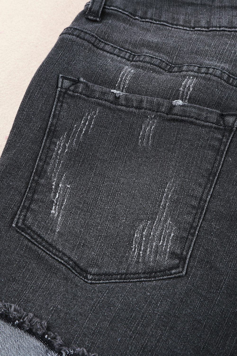 Women's Shorts Featuring Denim Distressed Ripped Rolled Hem