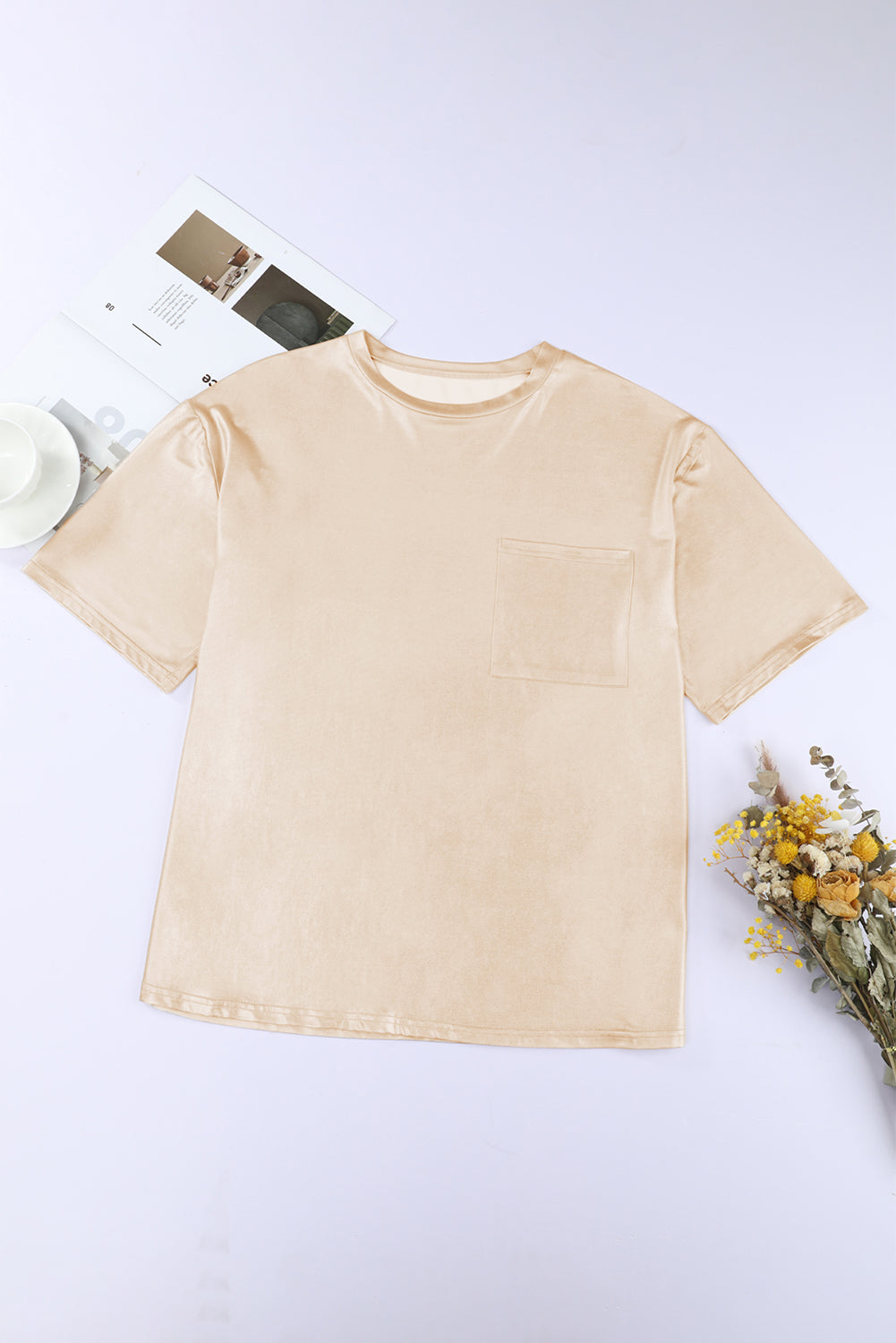 Women's T Shirt Featuring Relaxed Fit Chest Pocket