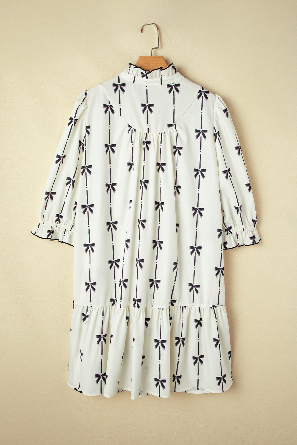 Bow Printed Ruffled Plus Size Mini Dress