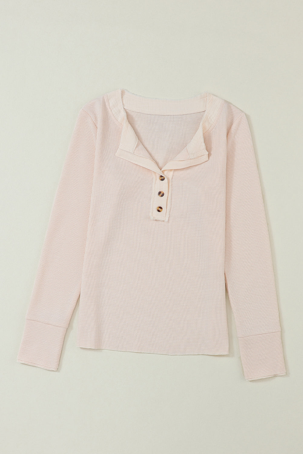 Women's Henley Top Featuring Textured Waffle Knitted