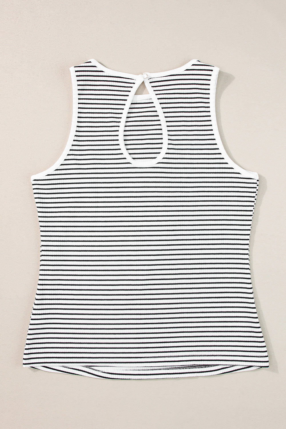 Top for Women Knitted Sleeveless Striped Print Rib-Knitted