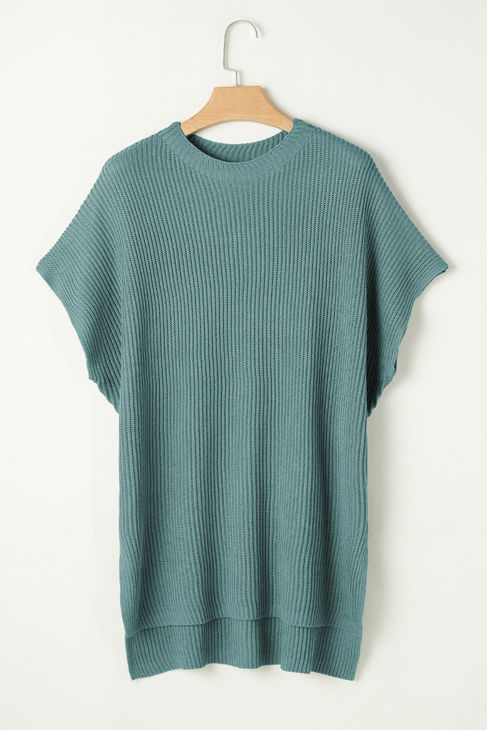 Slit Short-Sleeved Side Roomy Knit Top